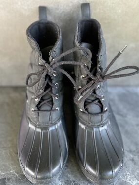 NEW SPERRY Waterproof Rain Black Lace Up Boots